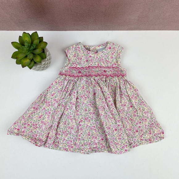 Edgehill Collection Pink Green Yellow Floral Dress Girl Size 3 Months - Picture 1 of 8